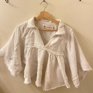 Free People white linen shirt